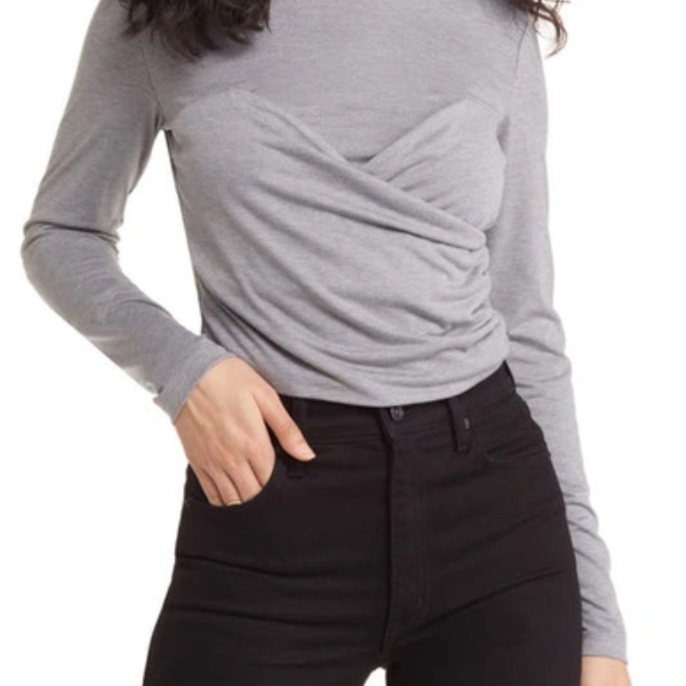 Vero Moda Gray Ruched Long Sleeve Blouse